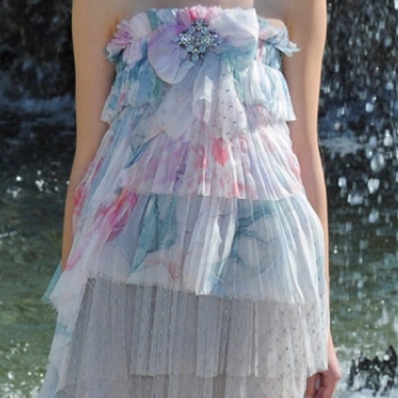 CHANEL Runway Pink Gray Strapless Party Spring Dress size 34/ XS AUTHENTIC RARE! - Picture 2 of 3